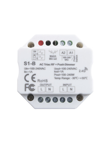 Pastilla regulable led para driver triac con rf 100-240v ac 2,4g 110-220w 1a