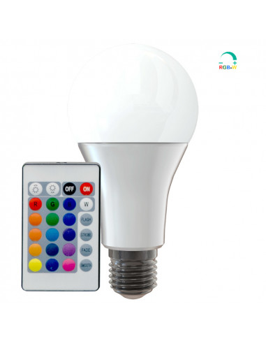 Lámpara led estándar 7,5w e27 rgb + mando a distancia