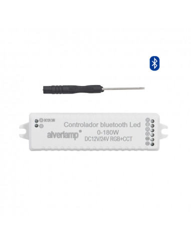 Controlador conectividad bluetooth rgb-cct 0-180w dc12v 24v 82x25x13mm