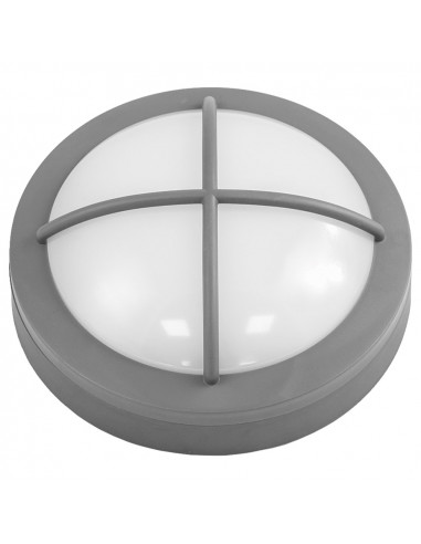 Aplique led exterior redondo-rejilla gris 4000k IP65 180 grados