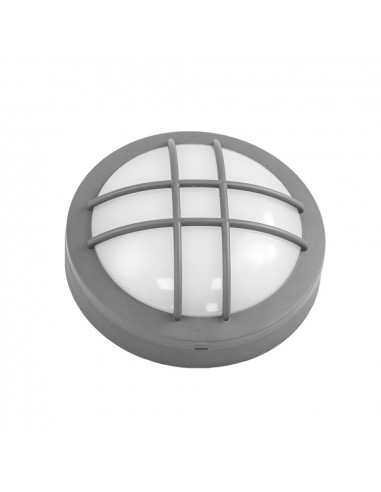 Aplique led exterior redondo-doble rejilla gris 4000k IP65 180 grados