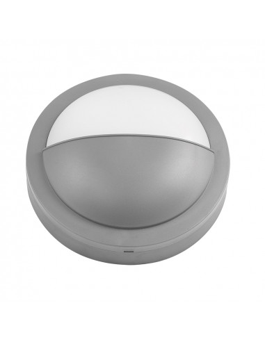 Aplique led exterior redondo visera gris 4000k IP65 180 grados