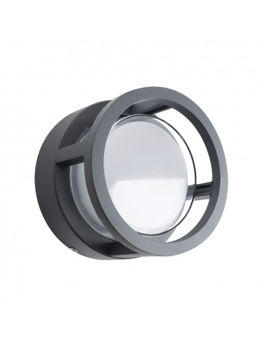 Aplique pared circular interior exterior gris oscuro 7w ip54 ø133x90 160 grados